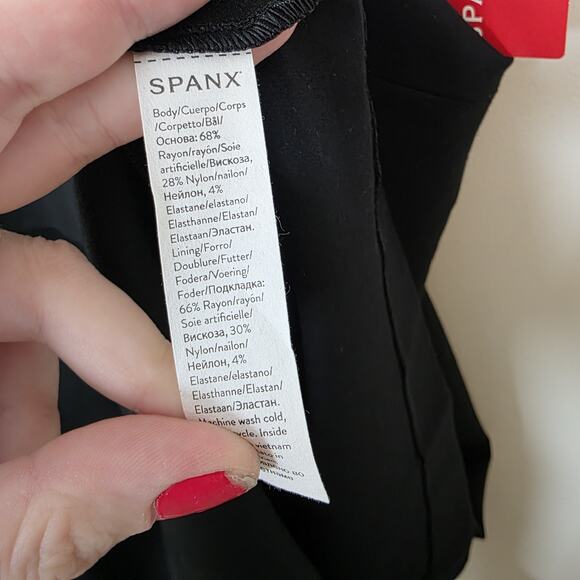 NEW Spanx Black Ponte Overlay Sleeveless Classic Fitted Midi Dress Size 2X - Picture 8 of 11